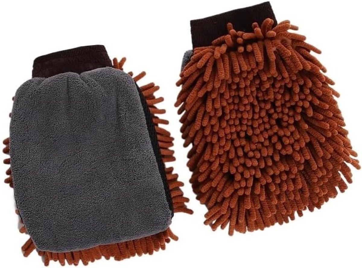 Autowashandschoen - Reinigingshandschoen - Auto Wassen - Ultrafijne vezel - 15x24cm - Koffie