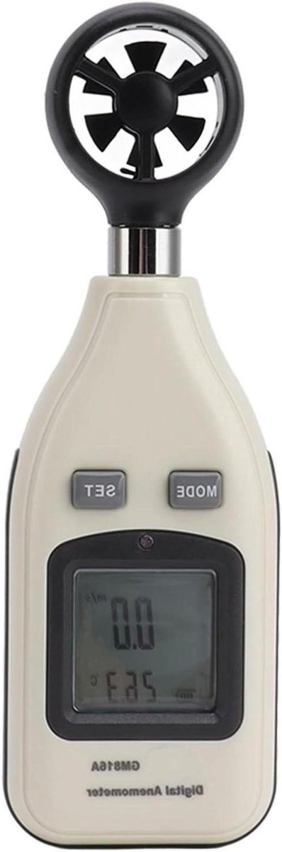 Digitale Windmeter - Luchtstroom Tester - Buitenactiviteiten Meten - Dubbele Weergave - 160x52.5x35.5mm - Grijs