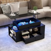 Puluomis Salontafel - Verstelbaar bureaublad - RGB Verlichting - 2 lades - Zwart
