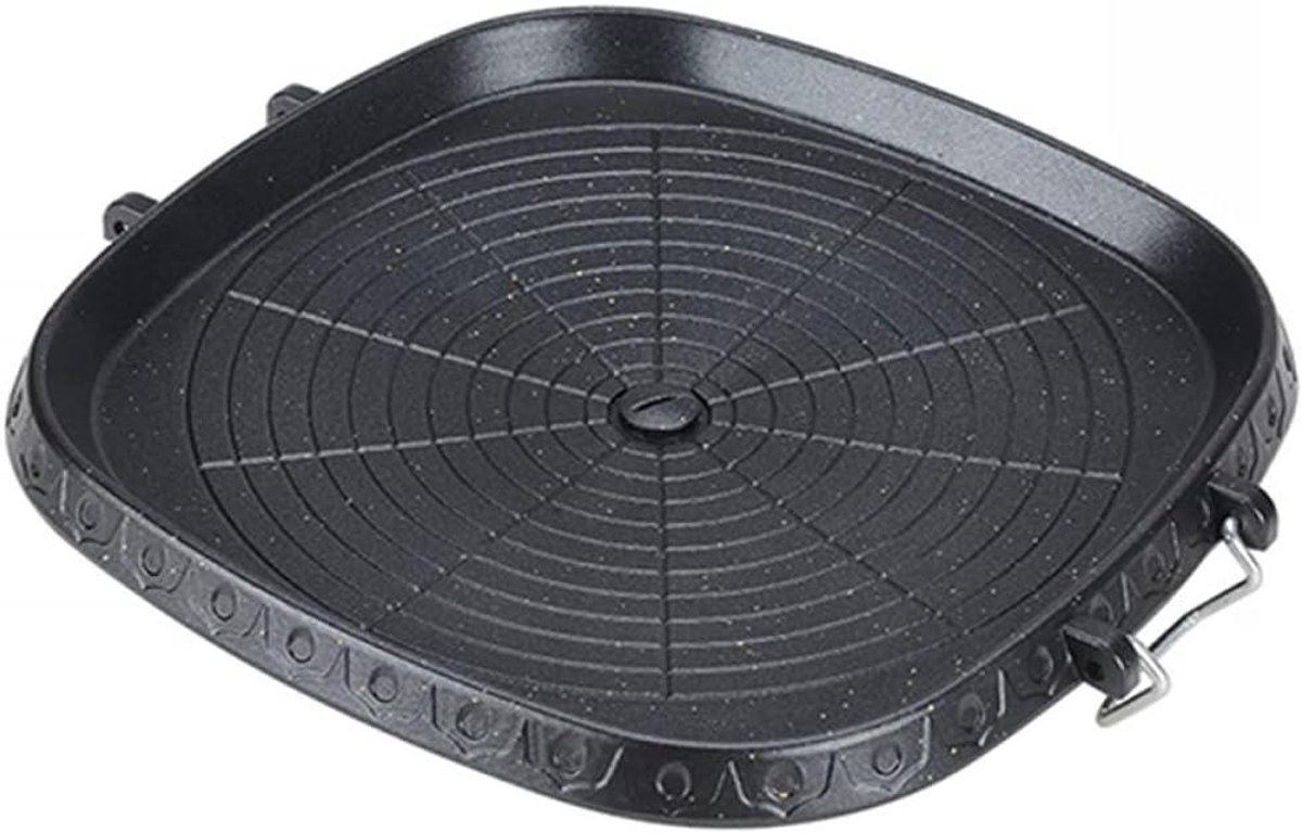 Grill Pan - Bakplaat Koekenpan - Buiten Koken - Vetarm Gezond Koken - 31.5 cm Diameter - Zwart