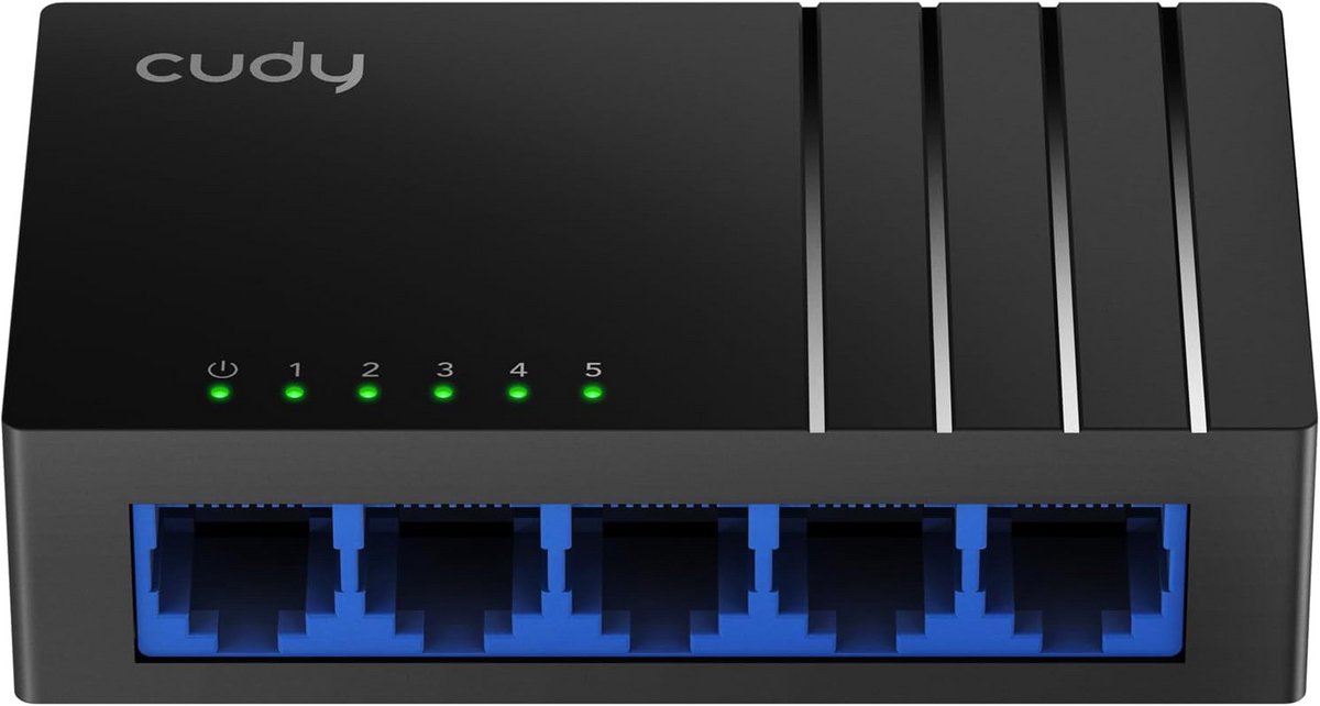 Netwerkswitch Gigabit - Ethernet Hub - Bekabelde Verbindingen - Energiebesparend Ontwerp - 5 Poorten - Zwart