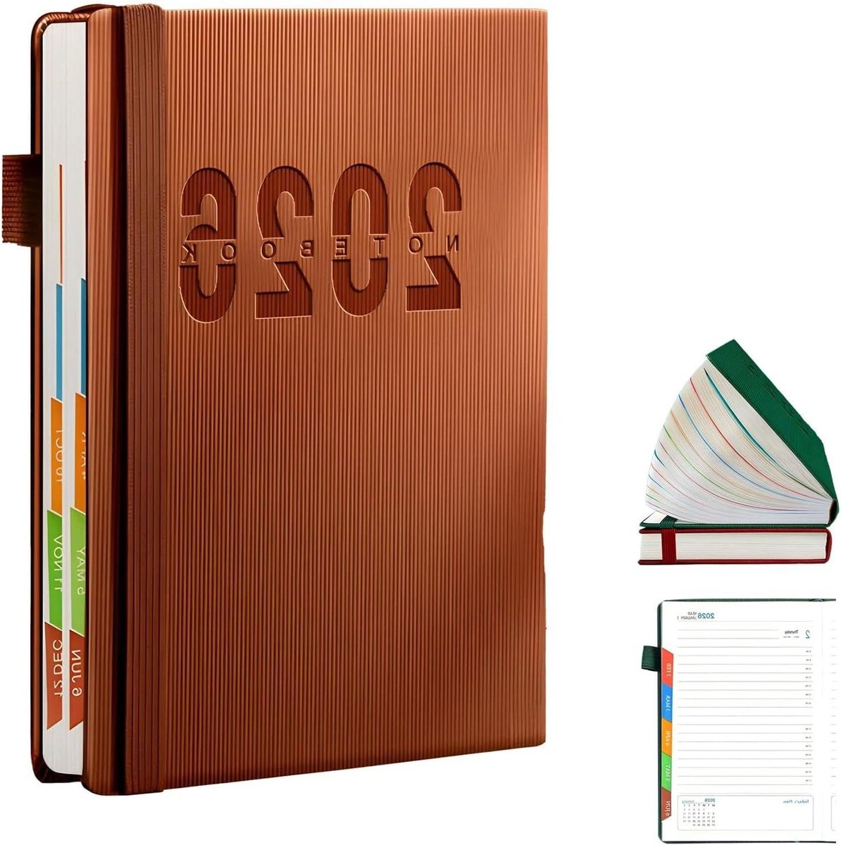 Planningenboek 2026 - Dagplanner Afsprakenboek - Dagelijkse Planning - Eén Pagina Per Dag - A5 - Bruin