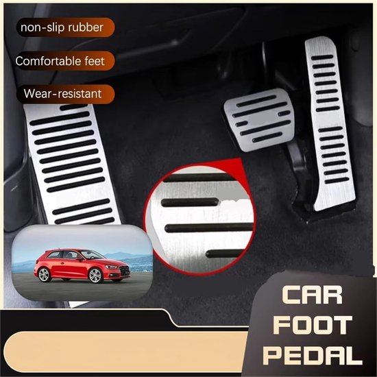 Auto Pedaalhoezen - Voetpedaal Covers - Verbeterde Grip - Antislip Oppervlak - 3 Stuks Set - Zilver — afbeelding 2
