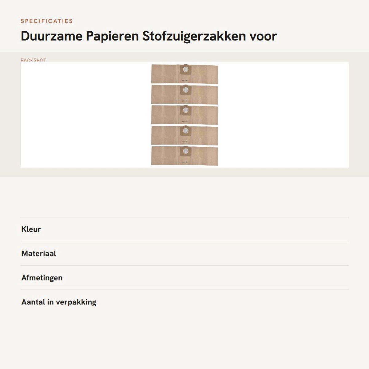 Dailygoods- Stofzak Hoog Rendement - Stofzuigeraccessoire - Geschikt voor Karcher 6.959-130.0 - Eenvoudig te Installeren - Duurzaam - Voorkomt Allergenen - Stofzuigerzak