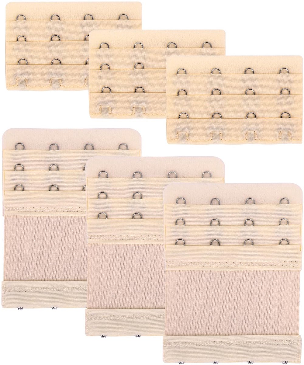 Dailygoods- Beha-verlenging 4 haken - Beha-verlenger - Elastisch - Zacht - 6 stuks - Huidskleur - Bh-verlenger