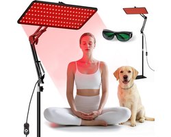 Morfone Red Light Lamp For The Whole Body And Face, Infrared Lamp With 120 LED And 5 Brightness Levels - 660nm, 850nm, 940nm - Three Wavelengths Red Light Panel (Lamp Produces No Heat)
