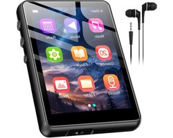 SWOFY SWOFY MP3-speler, 128 GB, bluetooth 5.3, hifi, MP3-speler met luidspreker, hoofdtelefoon, FM-radio-recorder, 2,4 inch touchscreen, mini-muziekspeler, ondersteunt tot 128 GB TF-kaart (zwart)