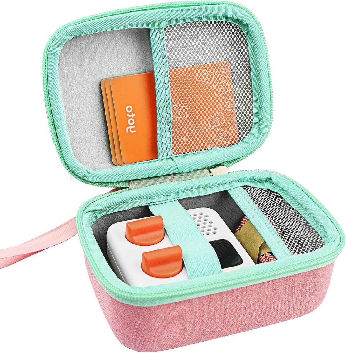 Duurzame Beschermhoes voor Mini Speler - Kindvriendelijke Bluetooth Audio Speaker in Roze en Mintgroen