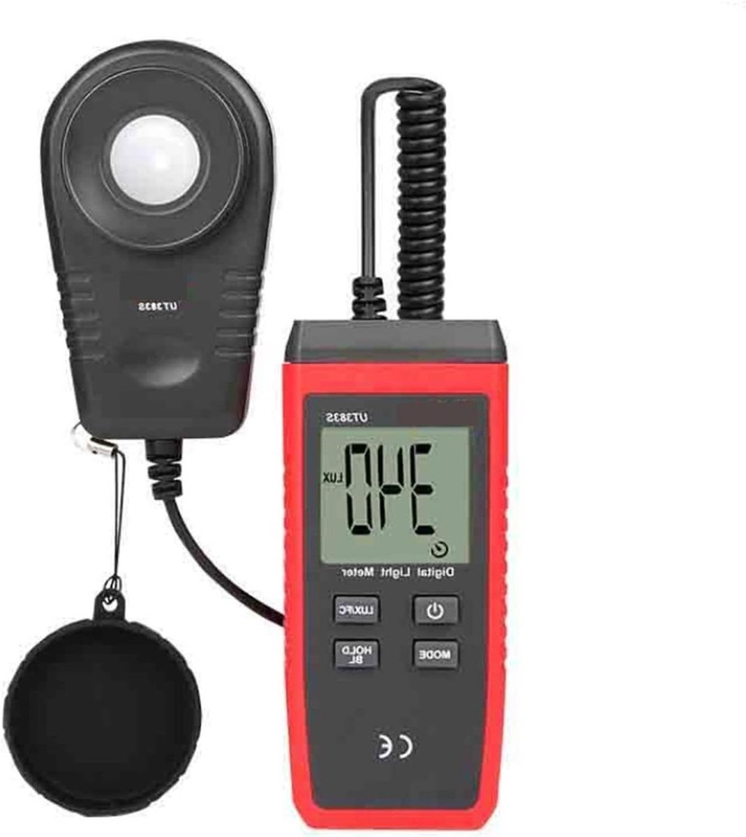 Lichtmeter - Luxmeter Fotometer - Verlichting Meten - Digitaal Display - 300g - Rood en grijs