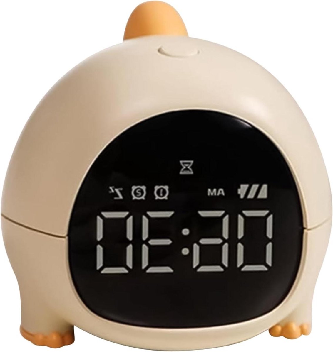 Dinosauruswekker - Kinderwekker Digitaal - Kinderkamer Aankleden - Zacht Nachtlampje - 10 cm - Geel