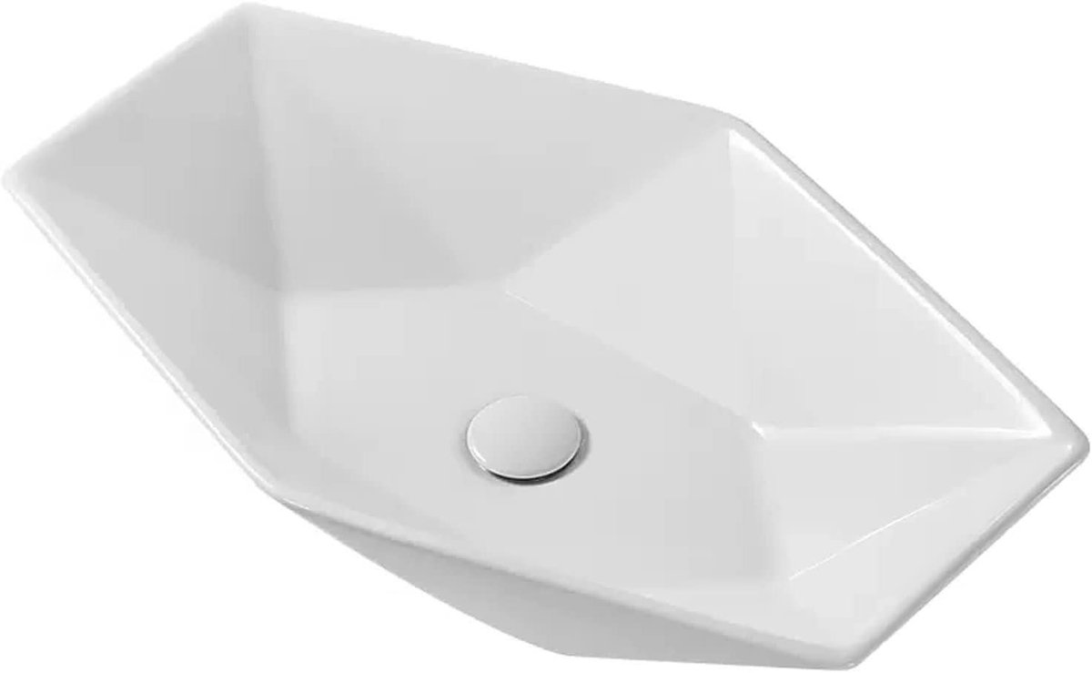 Badkamer Wastafel - Waskom Keramiek - Badkamer Vernieuwen - Bovenbouw Installatie - 57 cm - Wit
