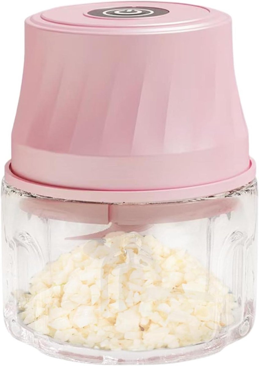 Mini Hakker - Keukenmachine Groente Snijder - Maaltijdbereiding - Spatvrij Mincer - 350ml - Roze