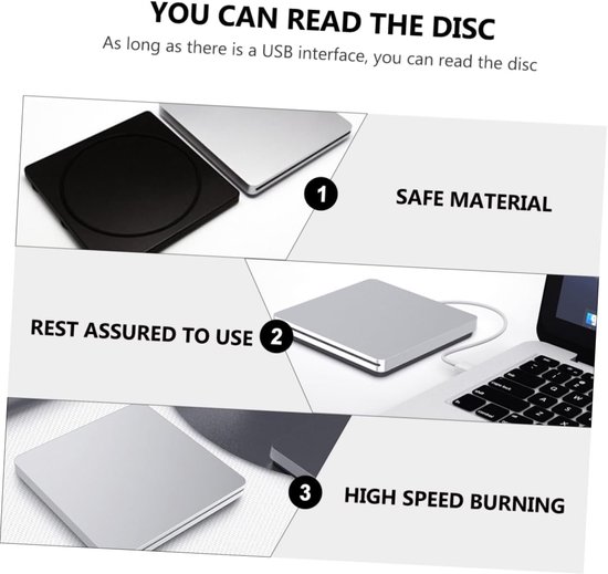Externe DVD Brander - CD ROM Station - Bestanden Branden - USB 3.0 - 14.20x13.90x1.60cm - Zilvergrijs — afbeelding 4
