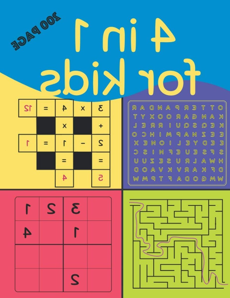 Kinder Puzzelboek - Educatieve Spelletjes - Leren en Ontspannen - Vier Soorten Puzzels - 200 Pagina's - Kleurrijk