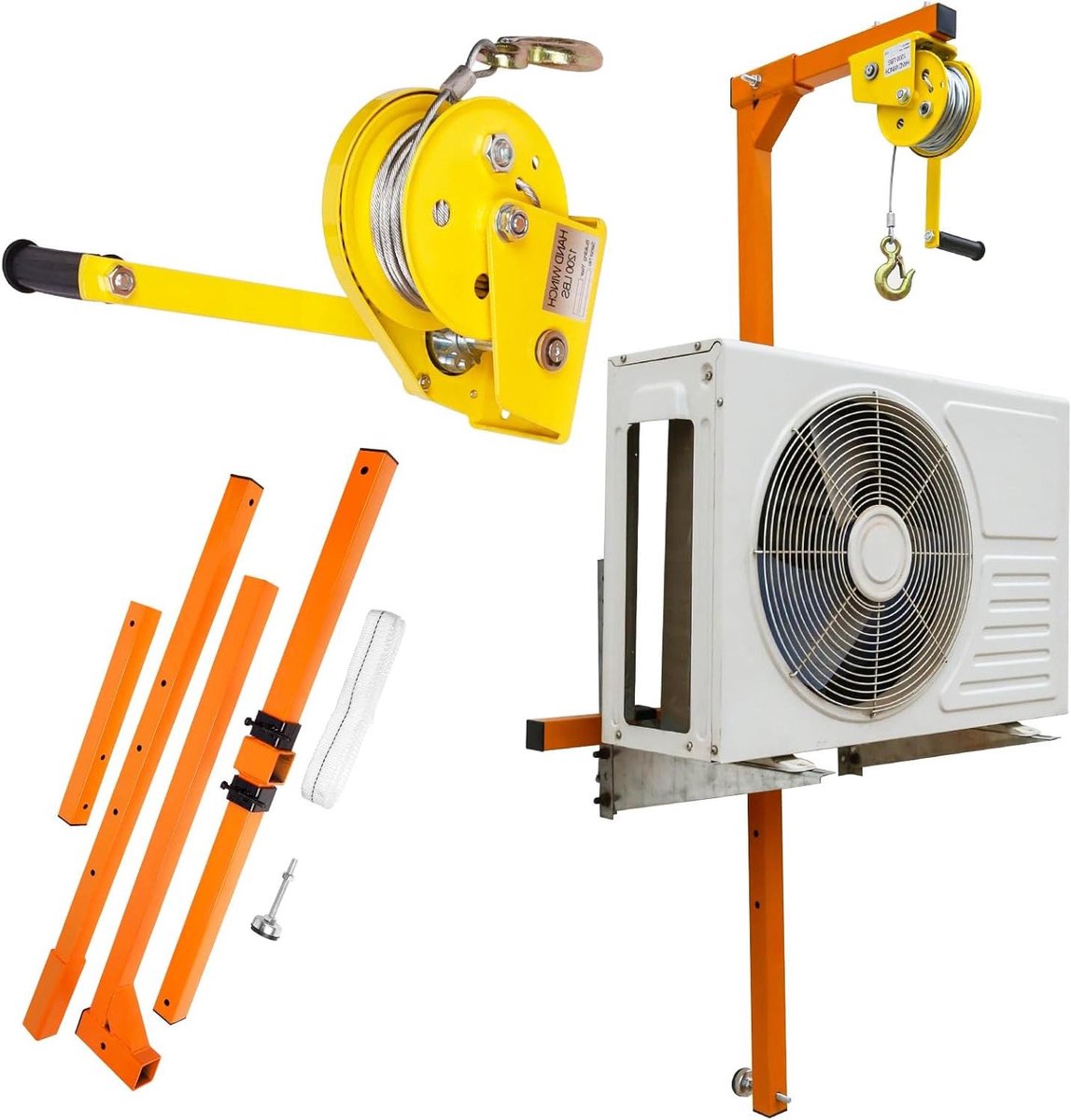 Airco Hefwerktuig - Hefgereedschap - Airco Installatie - Stabiele Driehoek - 650 Lbs Capaciteit - Zilver