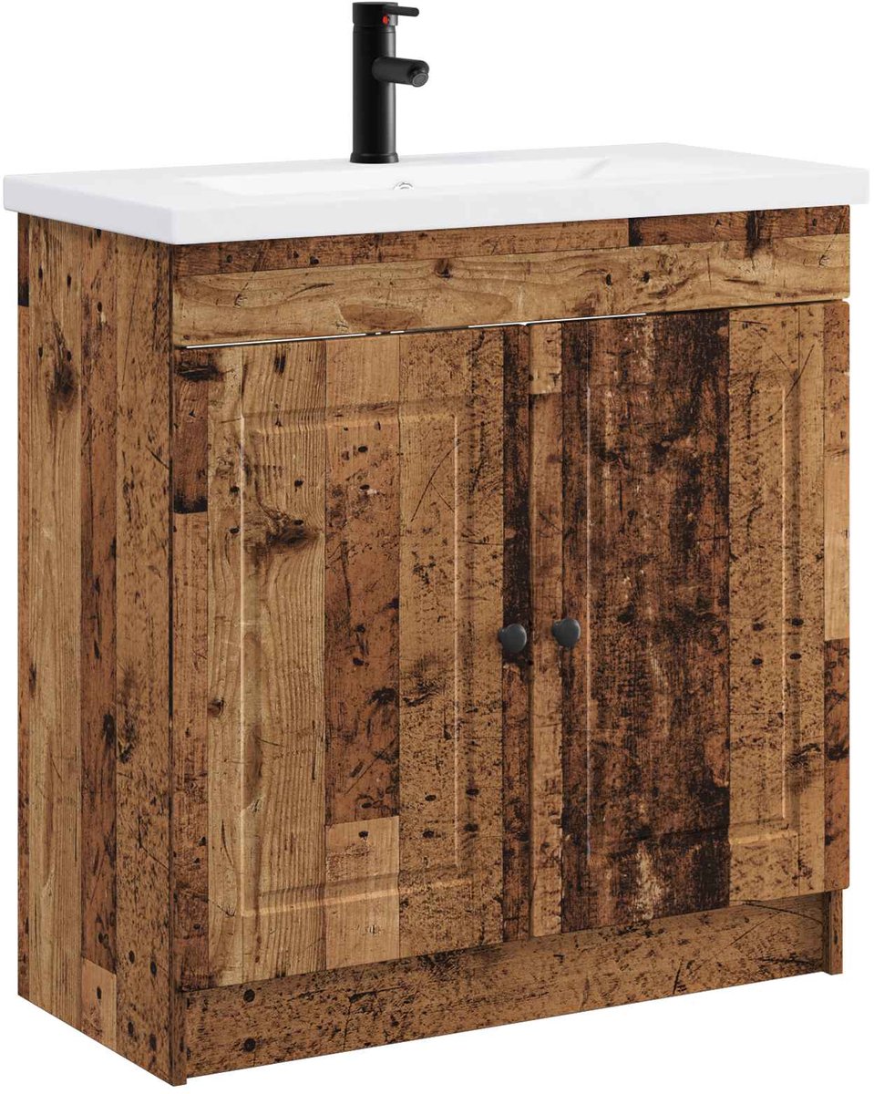vidaXL - Badkamermeubel - Set - Oud - hout - 56 - x - 37,5 - x - 81 - cm - Bewerkt - hout