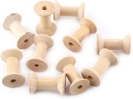 10 Stuks Onbehandelde Houten Spoelen voor Draad, Naaiwerk en Creatieve Klussen, Lege Spoelen voor Garens en Touw van Merkloos — afbeelding 4
