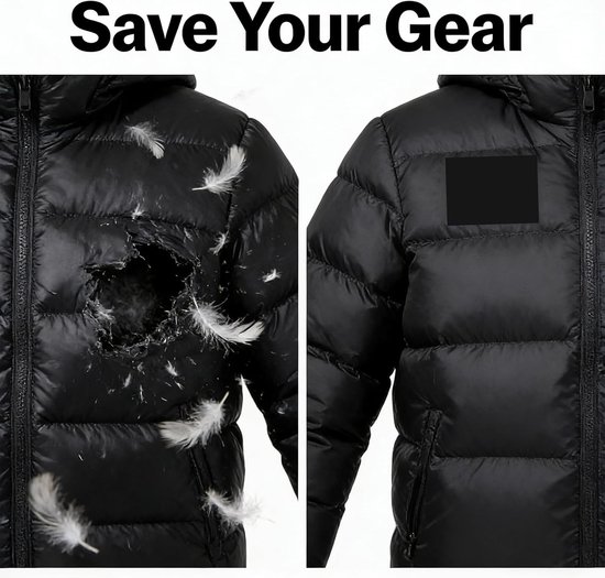 Down Jacket Repair Patches - Nylon Patches - Gear Repareren - Zelfklevend Waterdicht - 15x20cm - Zwart Wit — afbeelding 5