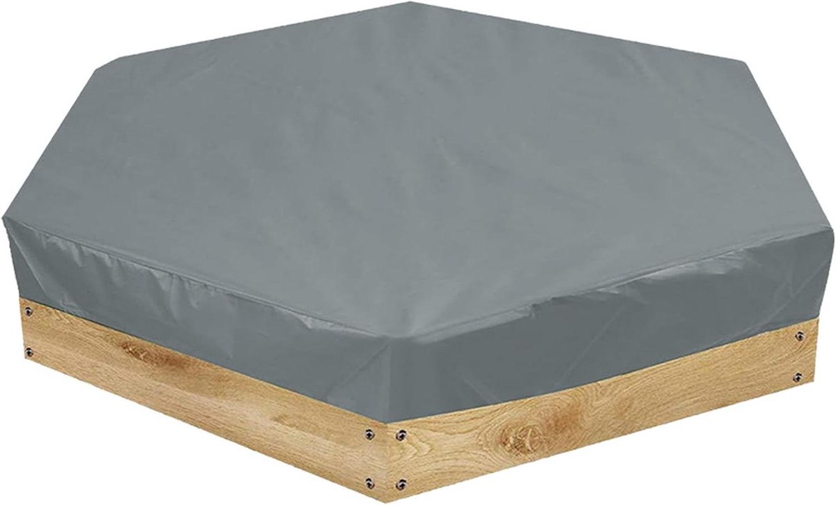 Zandbakhoes Zeshoekig - Afdekzeil Buiten - Speelplek Beschermen - Waterdicht UV-bestendig - 180 x 150 x 20 cm - Grijs