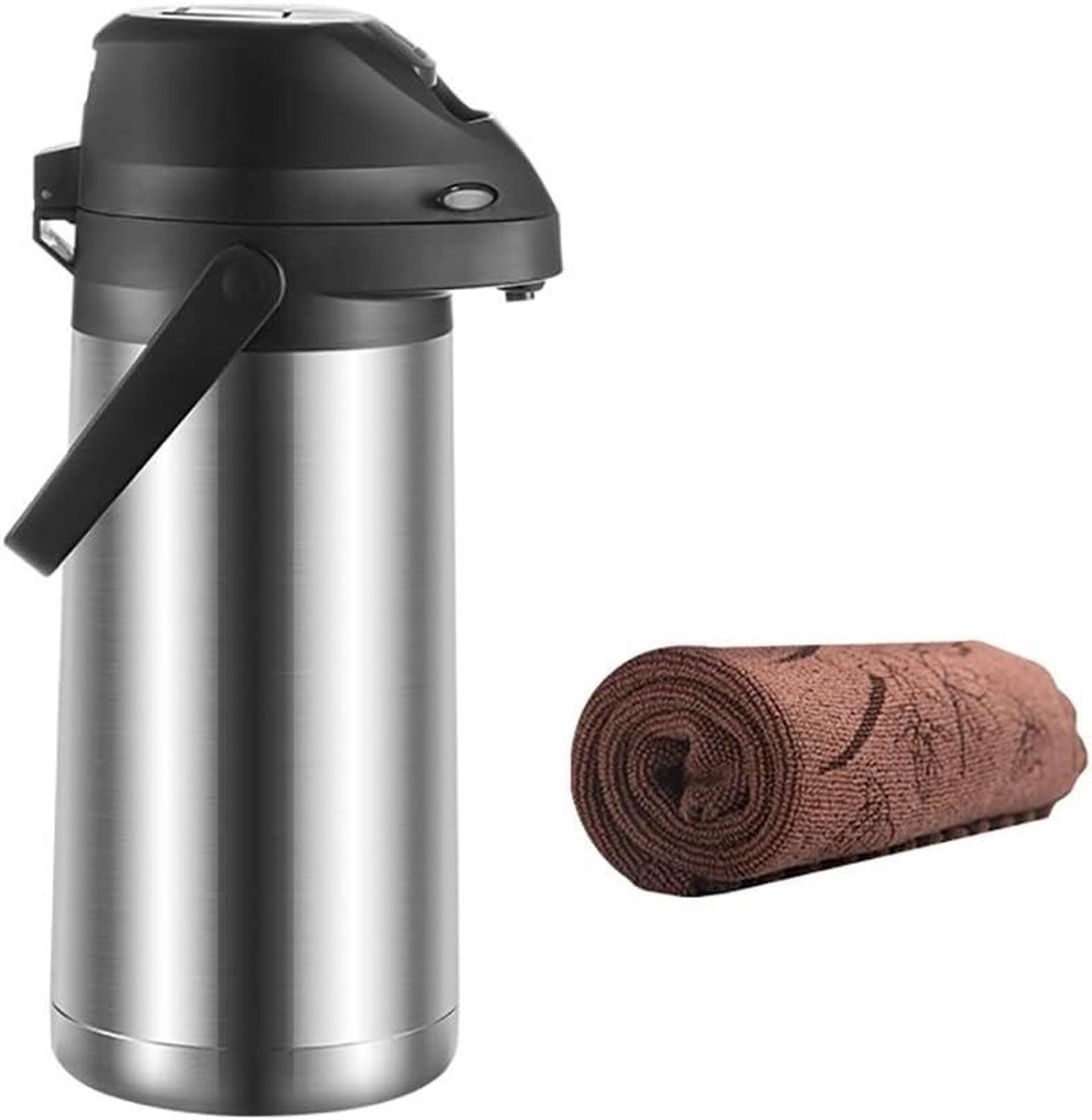 Roestvrijstalen Thermoskan - Koffie Karaf Pompdispenser - Dranken Warm Houden - Vacuüm Isolatietechnologie - 2.5 Liter - Zilver