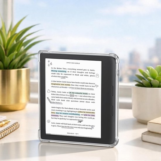 Kobo Libra Colour Hoesje - E-reader Cover - Bescherming E-reader - Verstevigde Hoeken - 7 inch - Waterverf Strik van Kobo — afbeelding 2