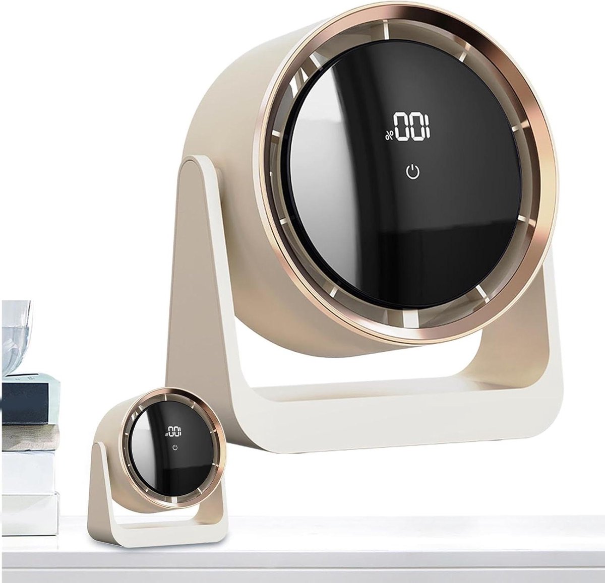 Bureau Ventilator - Draagbare USB Fan - Persoonlijke Koeling - Stille Luchtcirculatie - 17.6x8.6x19.1cm - Beige