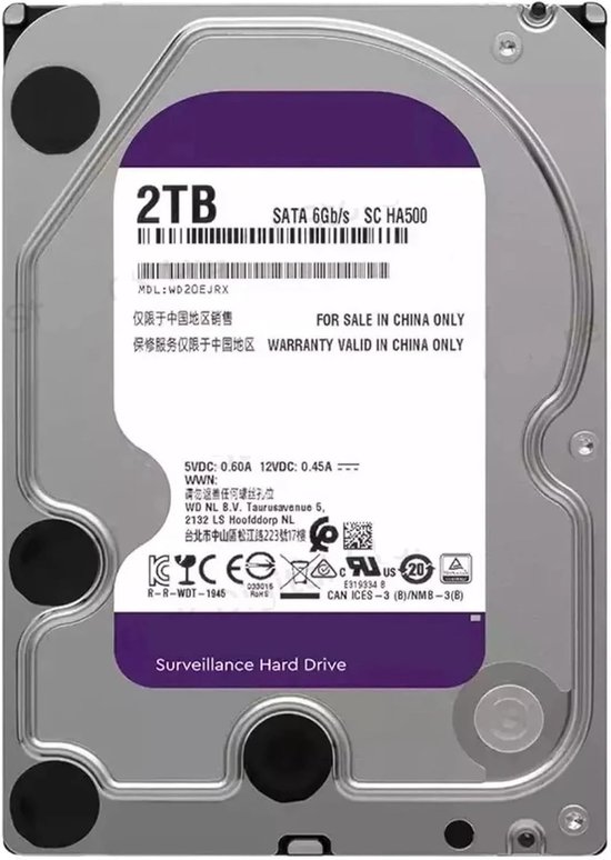 Interne Harde Schijf - HDD Opslag - Surveillance Opslag - 64MB Cache - 3.5 Inch - Paars van Interne Harde Schijf — afbeelding 2