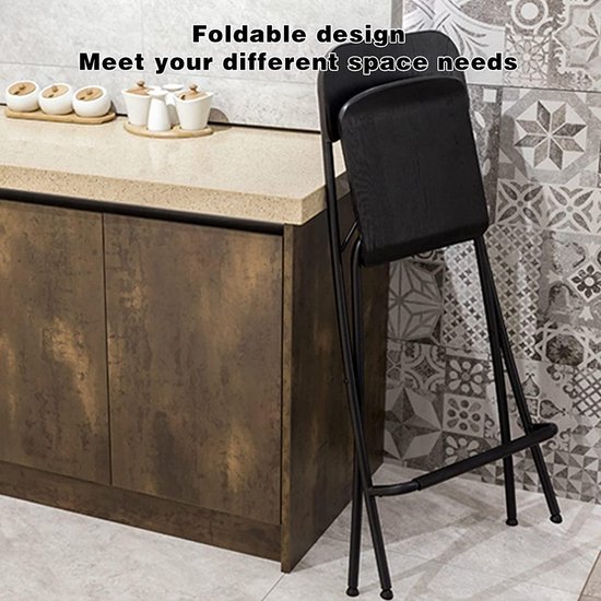 Klapstoel - Opvouwbare stoel - Buiten zitten - Ergonomisch ontwerp - 103 cm hoog - Zwart — afbeelding 2
