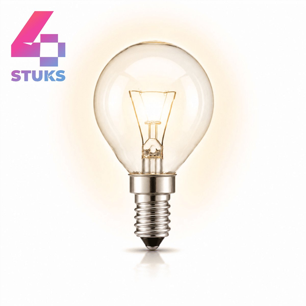 4x Kogel Gloeilamp E14 - 40W - Warm Wit Licht (2700K) - 200 lm - 1 jaar - Dimbaar - Ovenlamp max. 300 °C