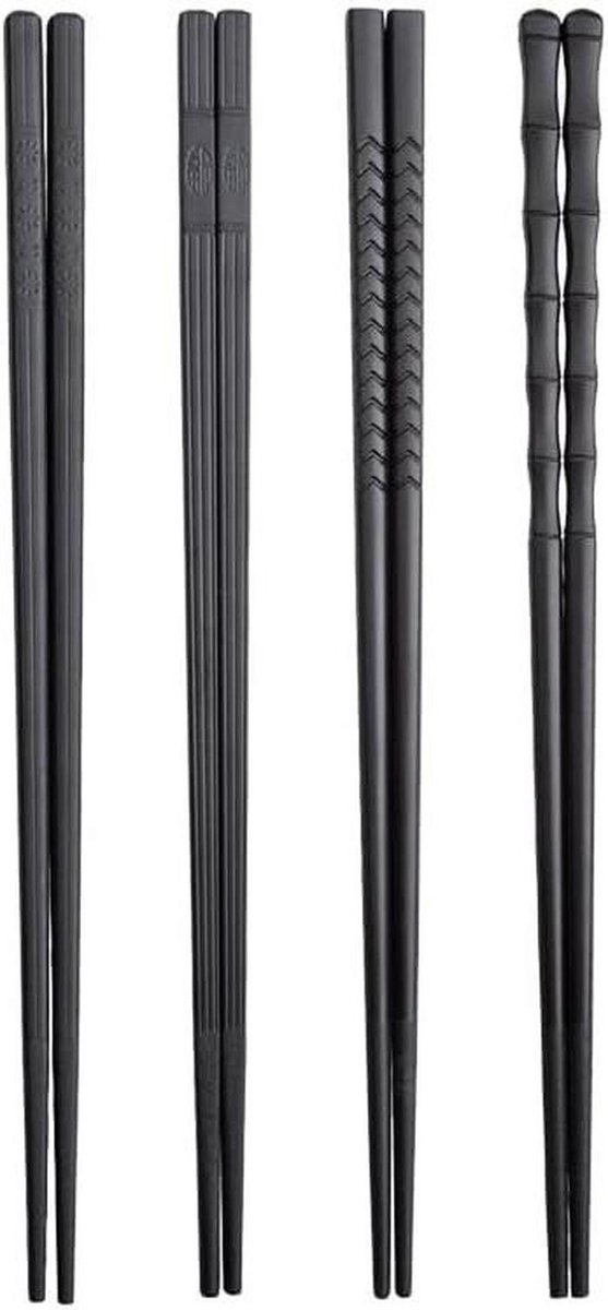 Herbruikbare Eetstokjes - Glasvezel Stokjes - Aziatisch Eten - Vaatwasmachinebestendig - 10 Paar 24cm - Zwart
