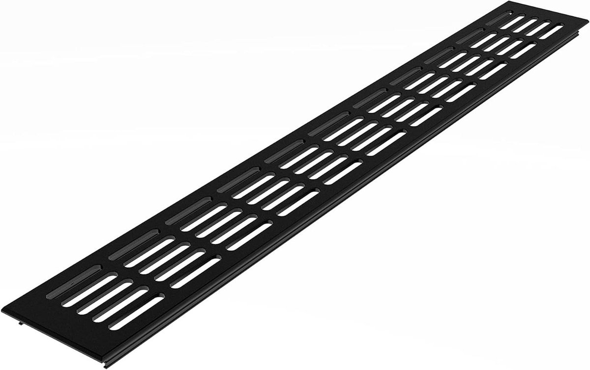 Ventilatie rooster - Lucht rooster - Ventilatie in huis - Aluminium met coating - 80 x 800 mm - Zwart