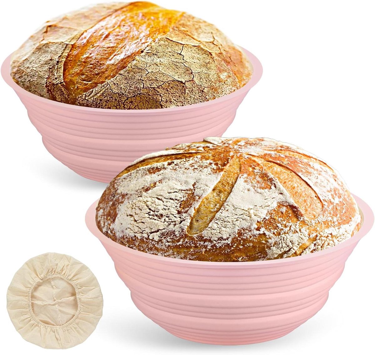 Siliconen Broodmand - Rijsmand Deeg - Brood Bakken - Vaatwasmachinebestendig - 2 Stuks - Roze