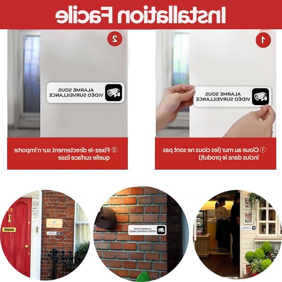 Beveiligingscamera Paneel Set, 2 Stuks voor Privéterrein, 19 × 5 cm, Geschikt voor Binnen/Buiten, Aluminium, Video Bewaking, Alarm Systeem, Stickers Inbegrepen — afbeelding 5