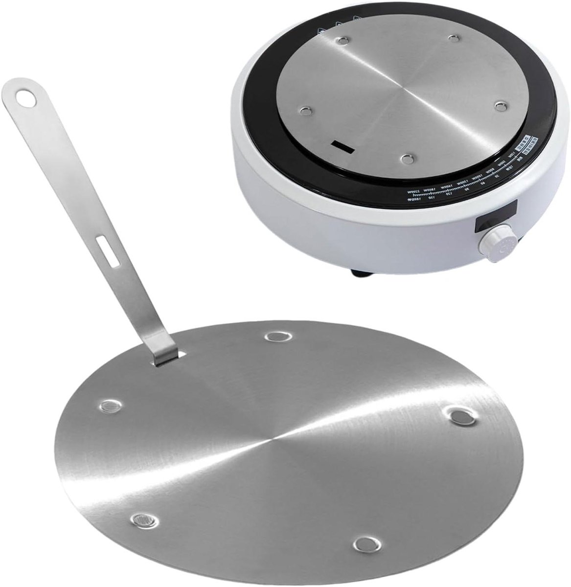 Inductie Adapter Plaat Warmteverspreider Kookplaat Gelijkmatig Koken Roestvrij Staal 20 cm Zilver