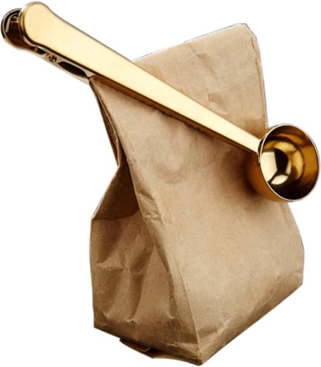 Koffieschep met Klem - Maatschep Koffie - Koffie Vers Houden - Schep en Sluit - 16 cm - Grijs