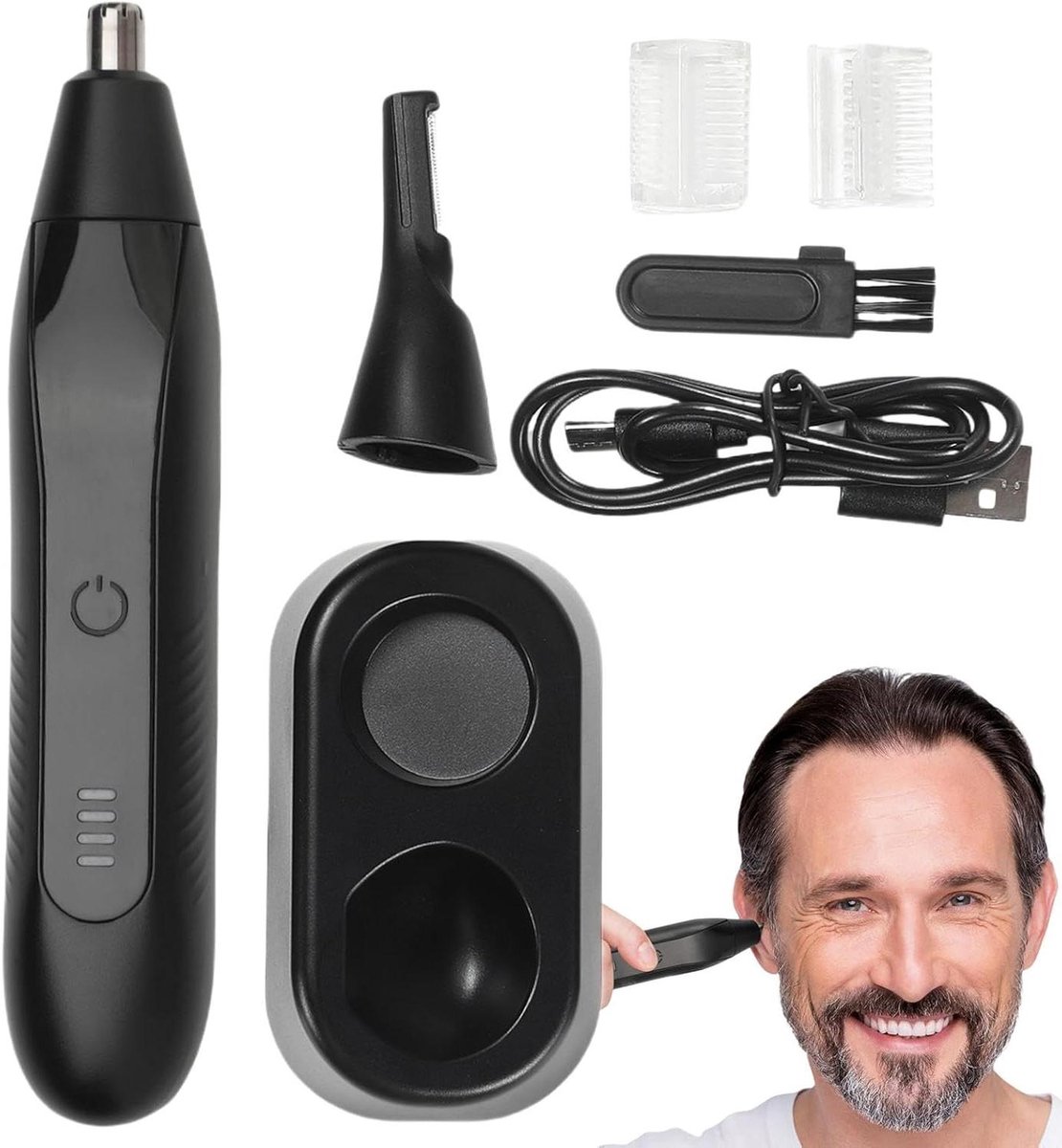 Oplaadbare Neushaartrimmer - Neus Oor Tondeuse - Persoonlijke Verzorging - Veilig Roterende Kop - 56 g - Zilver