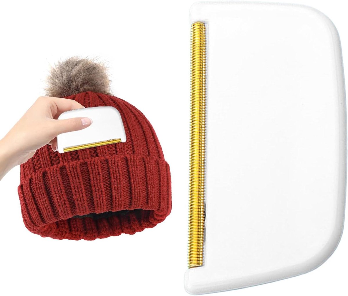 Truien Ontpluizer - Kasjmier Kam - Kleding Verzorgen - Handmatig Krasontwerp - 8 x 4 cm - Wit