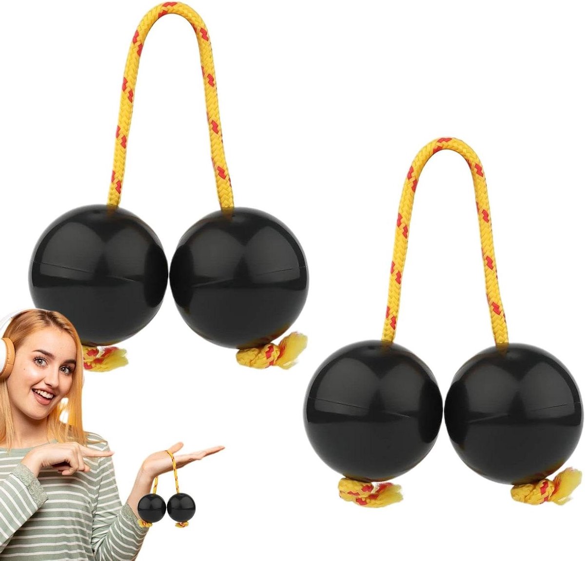 Ritmische Bal - Percussie Instrument - Muziek Maken - Authentiek Geluid - 2 Paar - Zwart