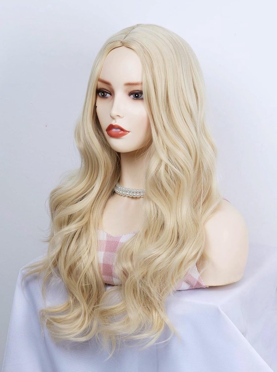 Langgolvende Blonde Perücke voor Vrouwen en Meisjes - Anime Cosplay, Halloween Kostuum en Feestelijke Haarstijl voor Volwassenen en Carnaval
