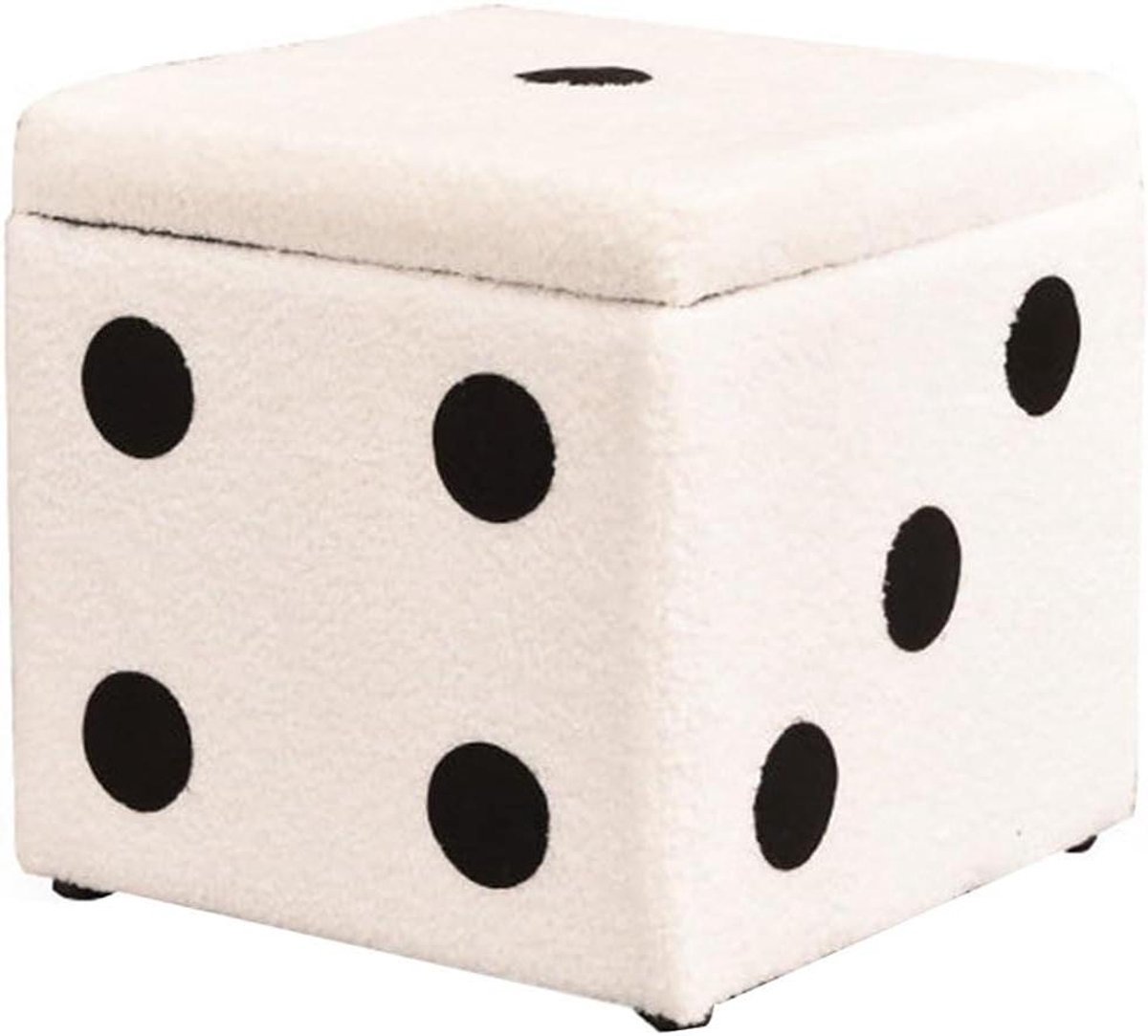 Ronde Poef Met Opbergruimte - Voetenbank Gestoffeerd - Woonruimte Organiseren - Afneembaar Deksel - 30x30x35cm - Wit