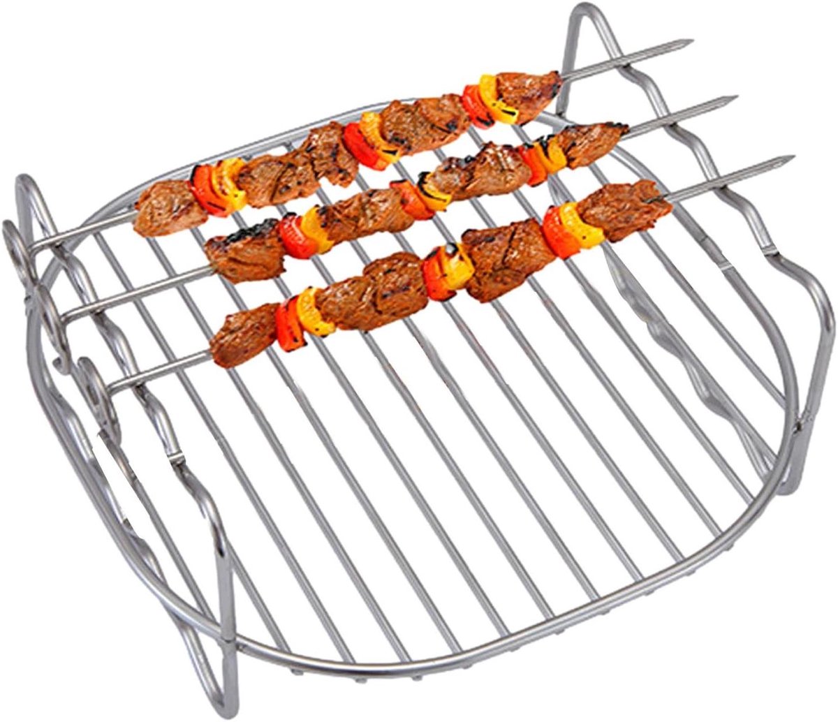 Luchtfriteuse Rek Grillmand Dubbellaags Gezond Koken Roestvrij Staal 152–178 cm Zilver