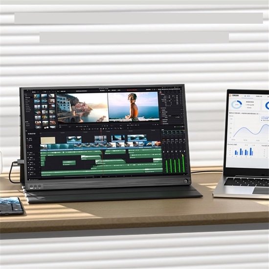 Draagbare Externe Monitor - Uitbreidingsscherm Laptop - Productief Werken - Full HD IPS Scherm - 161 inch - Zilver — afbeelding 5