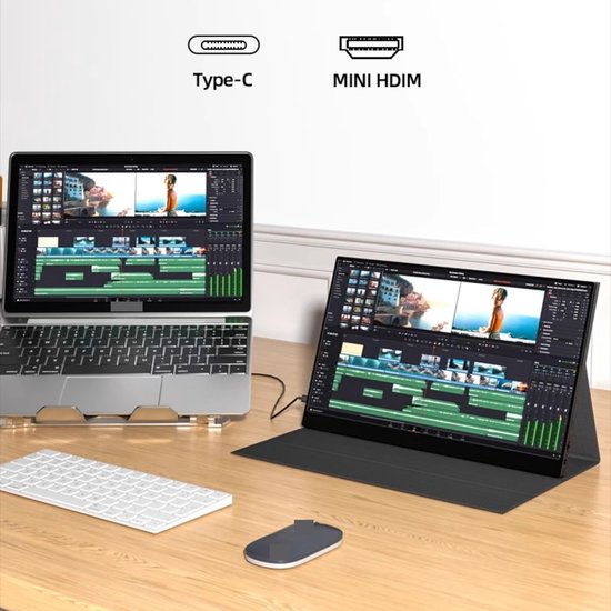Draagbare Externe Monitor - Uitbreidingsscherm Laptop - Productief Werken - Full HD IPS Scherm - 161 inch - Zilver — afbeelding 3