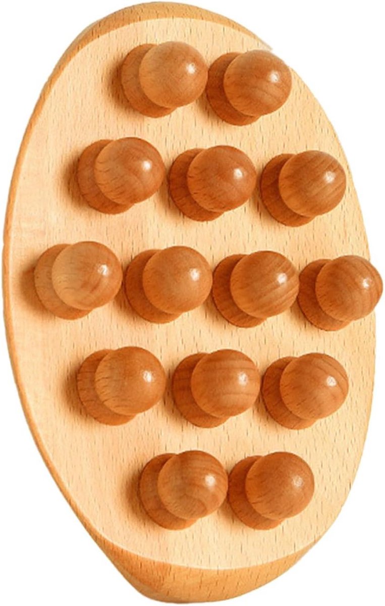 Houten Massage Borstel - Lichaamsbeeldhouwen - Spierontspanning - Ergonomisch Handvat - 14x10.5cm - Houtkleur