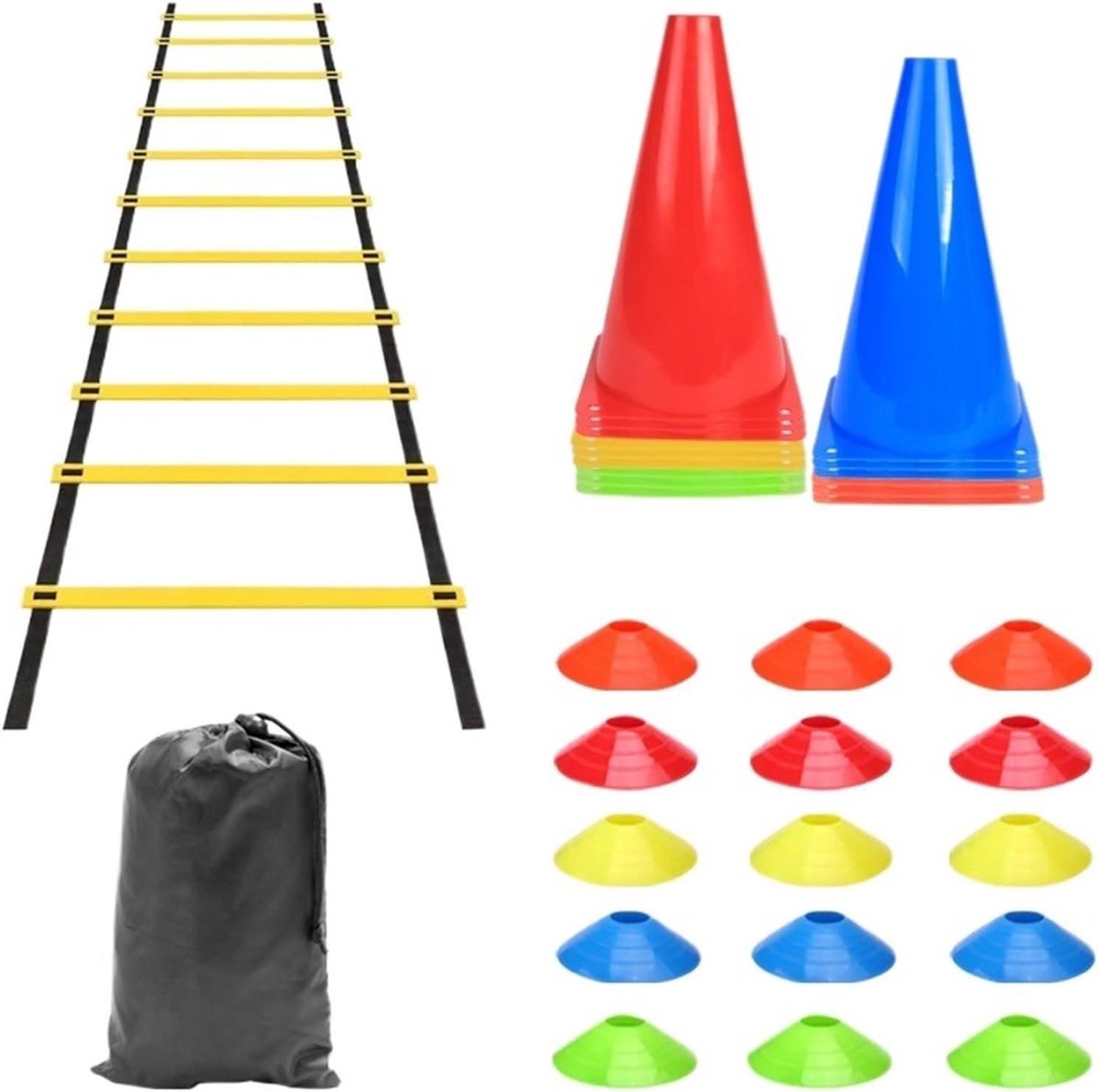 Behendigheidsladder Set - Trainingsladder Voetbal - Verbeter Snelheid - Duurzaam Materiaal - Set - Multi