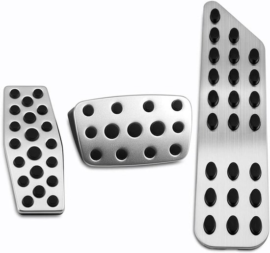 Pedaal Covers - Auto Pedalen - Verbeterde Grip - Aluminium Legering - 3 stuks - Zilver — afbeelding 2