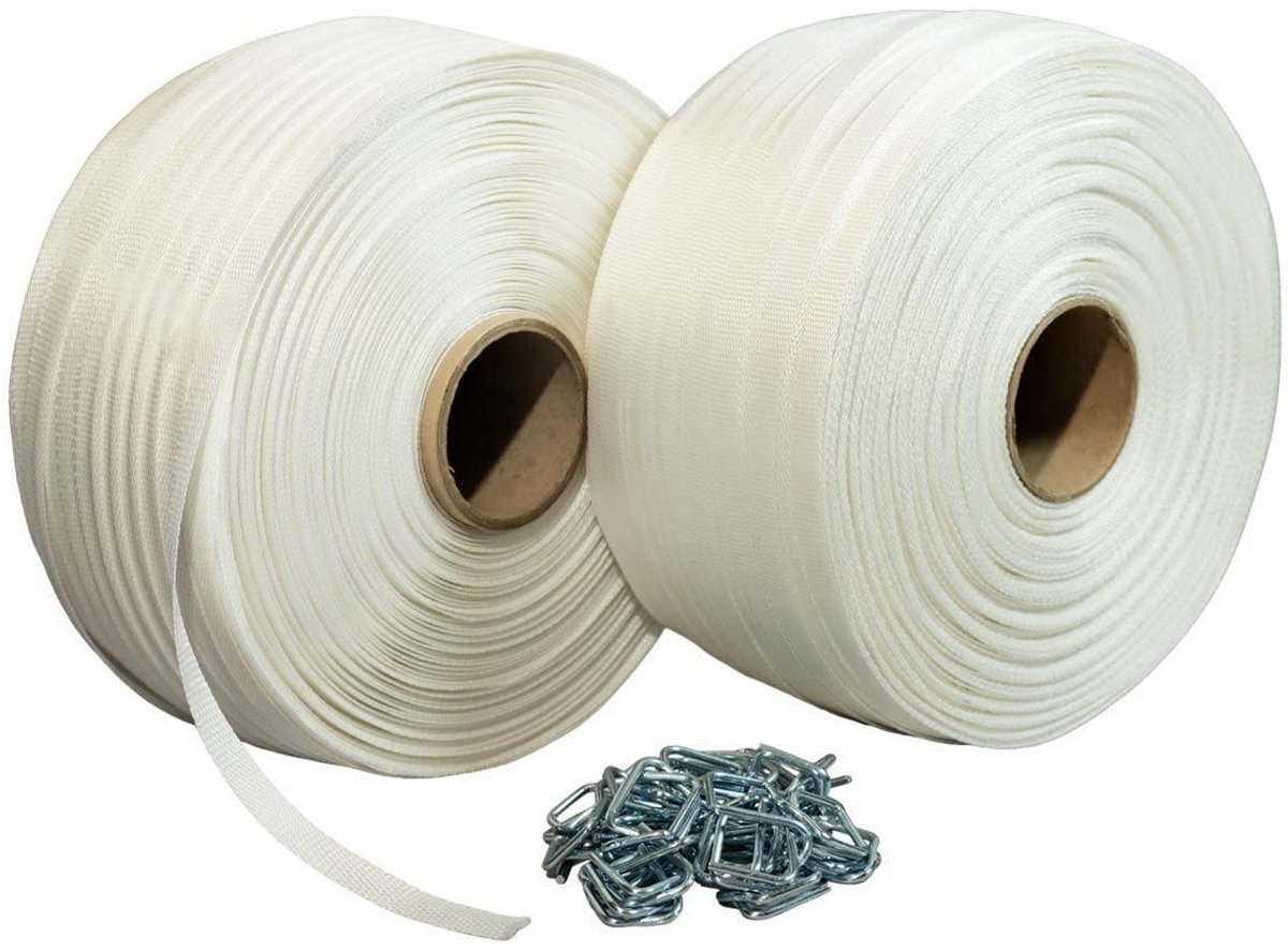 Omsnoeringsband Set - Textielband Lussen - Zendingen Beveiligen - Hoge Breeksterkte - 13 mm x 1100 m - Niet gespecificeerd