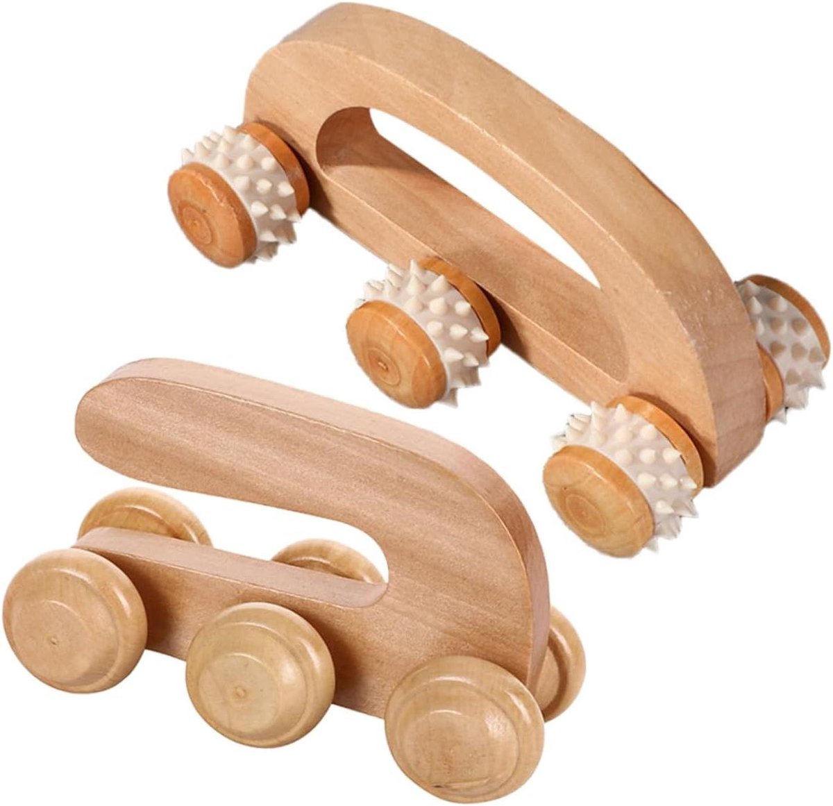 Voetroller Set - Therapie Instrument - Spierontspanning Thuis - Ergonomisch Ontwerp - 2 Stuks - Houtkleur