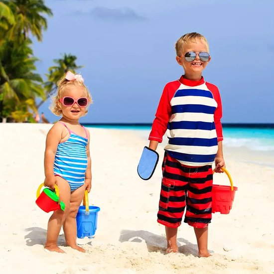 2 Stuks Zandverwijderaar Voor Strand - Strand Zandzakken - Zandborstel - Zandverwijderingshandschoenen - Handige Hulp Bij Zandverwijdering - Draagbare - Geschikt Voor Zomervakantie, Cruise, Surfen, Volleybal - Roze, Blauw — afbeelding 3