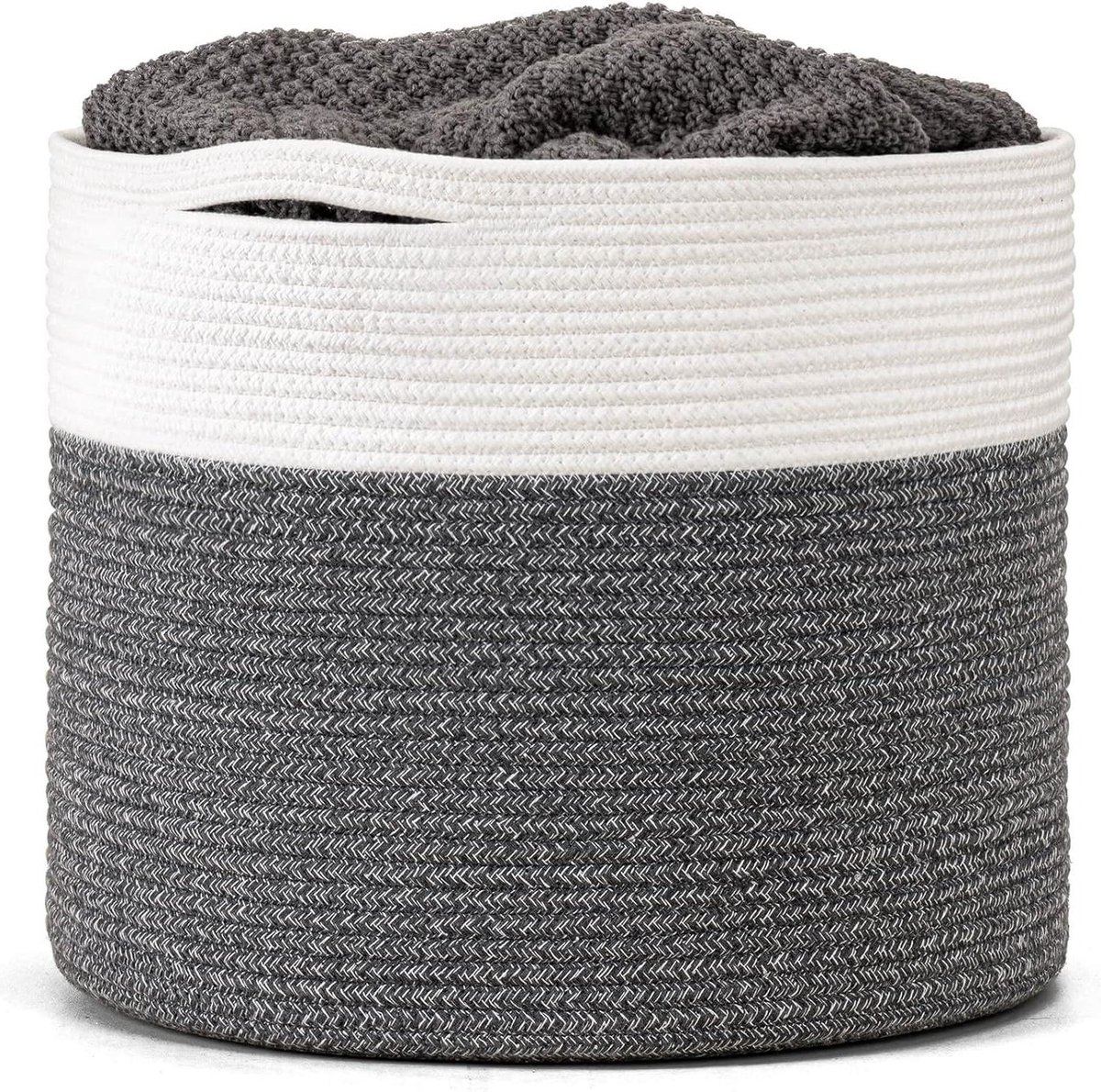Wasmand Katoen - Opbergmand Baby - Babykamer Organiseren - Gezond Materiaal - 40 x 35 cm - Grijs